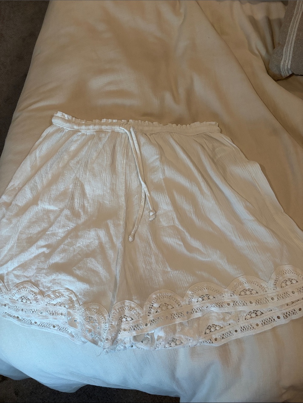 Aerie White High Waist Lace Trim Shorts - Picture 2 of 8